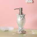 Bule Ocean-Themed Soap Dispenser 7oz Resin Refillable Pump Bottle with Shell & Wave Design, Stainless Steel Head, for Bathroom or Kitchen Counter Dcor