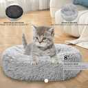 Calming Dog Bed for Small Melium Large Dogs Donut Washable Pet Bed for Puppy and Kitten Anti-Anxiety Donut Warming Cozy Soft Round Bed with Slip-Resistant Bottom (Grey, 24" L x 24" W x 8" Th)