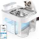 2026 Latest Cat Water Fountain, No Filter Cotton, App Monitoring Wastewater Separation Wireless Pet Fountain, 5000mAh Battery & Plug-in, 3L/101oz Water Dispenser for Cats Indoor, 2.4G Wi-Fi (White)