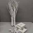 Vanthylit Christmas Tree Decorations, White Birch Tree with LED Lights- Set of 4, Warm White Small Tree Lights Battery Powered/USB, Timer Lighted Tree for Home Wedding Indoor Outdoor Decor (2 FT)