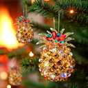 Pineapple Ornament for Christmas Tree Indoor Hanging Xmas Decorations Clearance Keepasake (Green Yellow)