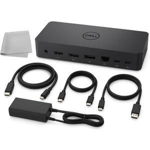 Dell UD22 Universal Docking Station USB-C/USB-A  Supports Dual/Triple & 4 Monitors + HDMI Cable, DisplayPort Cable + USB-C Cable + Original Dell 180 W Power Adapter & Cleaning Cloth  Black