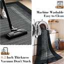 Wonnitar Washable Striped Black Runner Rug for Hallway 2'6"x8', Non-Slip Kitchen Runner Rug, Low Pile Minimalist Soft Rug Runner for Bedroom Hallway Bathroom Laundry Entryway (Black, 2'6" x 8')