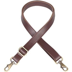 JAKAGO 140cm Universal Replacement PU Leather Shoulder Strap Adjustable Bag Strap with Metal Swivel Hooks for Crossbody Bag Briefcase Messenger Bag DIY Purse Making (Brown)