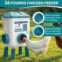 Chicken Feeder and Waterer Set - 3 Gallon/26.5 Pounds, Automatic Chicken Waterer with 4 Cups & 3 Feeder Ports, No Waste Poultry Feeders & Waterers, Chicken Coop Accessories for Hens/Ducks/Poultry