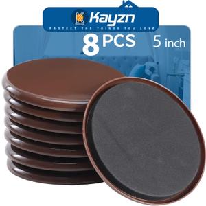 Furniture Sliders for Carpet, 8 PCS Reusable Furniture Moving Pads, 5" Heavy-Duty Furniture Slider, Move Any Item Easy and Quickly with Reusable Furniture Movers Sliders (Brown)