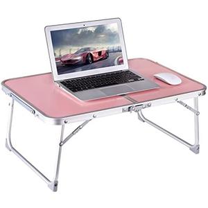 Foldable Laptop and Bed Table with Storage, Portable Mini Lap Desk for Legs, Ideal for Study, Reading, Picnic, Breakfast, and More (Pink)
