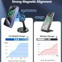 Magnetic Wireless Charger Stand 15W Fast Mag-Safe Charger for iPhone 17/17 pro/ 17 Air/ 17 pro max 16/15/14/13/12 Series Magnet Wireless Charging Station/Pad with Sleep-Friendly Light for AirPods