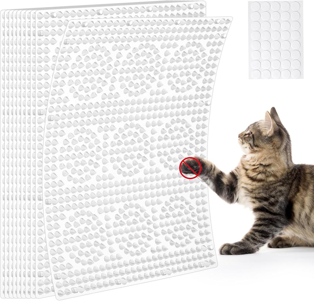 Uross Scat Mat for Cats -10PCS Deterrent Mat with Spikes Indoor Cat Repellent Mat Outdoor Scat Spikes Mat Indoor Cat Countertop Deterrent Keep Cats Off Counter (Transparent)