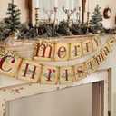 Christmas Decorations - Vintage Merry Christmas Banner - Retro Nostalgic Traditional Old Fashioned Victorian Xmas Holiday Clearance Decor for Indoor Home Office Fireplace Mantle Farmhouse