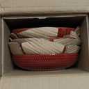 GBHOME 8.5'' Large Pasta Bowls, 36 Ounce Stoneware Salad Bowls for Kitchen, Ceramic Serving Bowls With Textured Pattern for Pasta,Fruit, Stews,Noodle, House-warming Gift, Set of 4-Rythmic Red