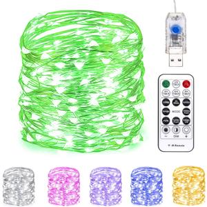 Fairy Lights 66 ft 200 LED USB Twinkle String Lights Plug in Silver Wire Lights with Remote and Timer 8 Modes Outdoor Waterproof Starry Lights DIY Party Wedding Christmas DecorationGreen