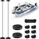 Pontoon Cover Support Poles with Ring Sandbag Much More Stable,Adjustable Boat Cover Support System Won't Retract for Pontoon,Jon,Bass,V-Hull Boat with Heavy Duty Straps,Stainless Steel