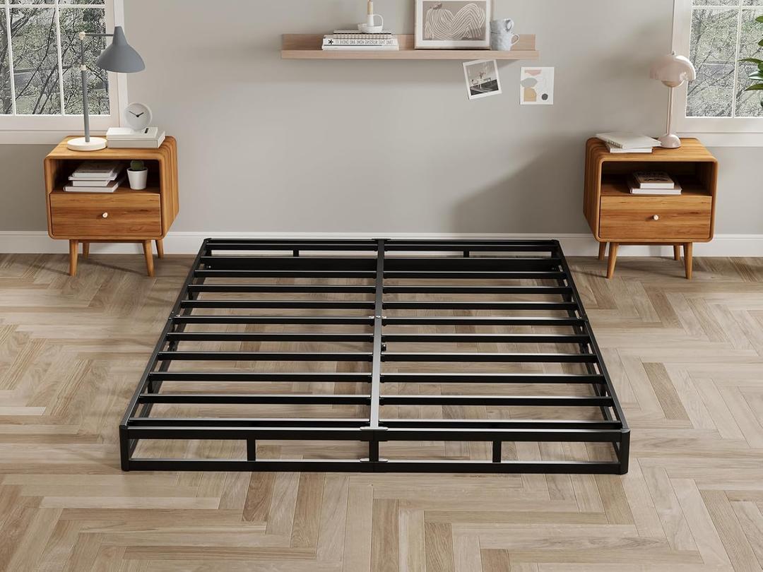 5 Inch Box Spring Queen Low Profile Black Heavy Duty Metal Mattress Foundation/Easy Assembly/Non-Slip/Noise Free/Easy Clean Fabric Cover