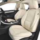 Car Seat Covers Front Seats, Leather Seat Cover for Cars, Automotive Seat Protector Waterproof, Anti-slip Car Seat Cushion Universal fit for Most Cars SUVs No for Truck (Light Beige, Front)