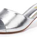 Amazon.com | LULLASONG Silver Kitten Heels Sandals Low Heels Slip On Slides 2 Inch Heeled Square Open Toe Sandals for Women | Shoes (6.5)
