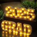 Graduation Decorations 2025-2 LED Long Marquee Light Up Letters 'Grad 2025' - Class of 2025 Graduation Party Decorations Sign for Kindergarten High School College Decor Table Centerpieces Ornaments