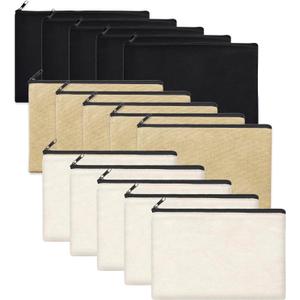 15PCS Blank DIY Canvas Zipper Bags Pencil Pouch Makeup Bags Bulk6.99Inch Large-Capacity Multi-Purpose Toiletry Bag Pencil Case Portable Travel Storage Bag (15pcs Mixed Color)