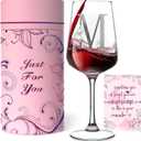 Personalized Wine Gifts for Women - Customized Initials A-Z Wine Glasses, Unique Monogram Birthday Gifts for Her, Mom, Wife, Sister, Daughter, Friend (M)