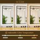 TETOTE 40 x 24 Backlit Mirror Brushed Black Metal Frame LED Light Vanity 3-Color White/Warm/Natural Stepless Dimmable Anti-Fog Backlight Mirror Wall-Mounted