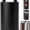 KIVY Vacuum Coffee Canister (Large) - Push Lid Preserves Aroma & Oil - Stainless Steel Airtight Canister - Container for Ground & Coffee Bean Storage - Removes Excess Air (Black)