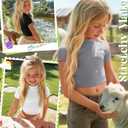 2 x Oakgarden 3 Pack Girls Shirts Short Sleeve Tops for Kids Summer Crop Tops Clothes for Girls Mock Turtleneck Tees 5-16 Y