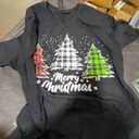 Merry Christmas Tree Xmas Buffalo Plaid Red White Green T-Shirt L 