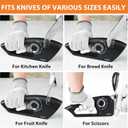 Longzon 6-in-1 Knife Sharpener 5 Stage with Cut-Resistant Glove, Manual Kitchen Tool for Straight & Serrated Knives, Quickly Sharpens Restores & Polishes Dull Blades Safe for Home Kitchen