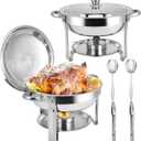 Chafing Dishes for Buffet, 2 Pack 6QT Round Stainless Steel Chafing Dish Buffet Set with Lids, Chafers and Buffet Warmers Sets for Home Parties, Christmas Gatherings, Catering Events