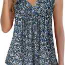 Othyroce Womens Plus Size Tunic Tops Sleeveless Summer Printed Flowy Blouses with Buttons Shirts (1X, 353)