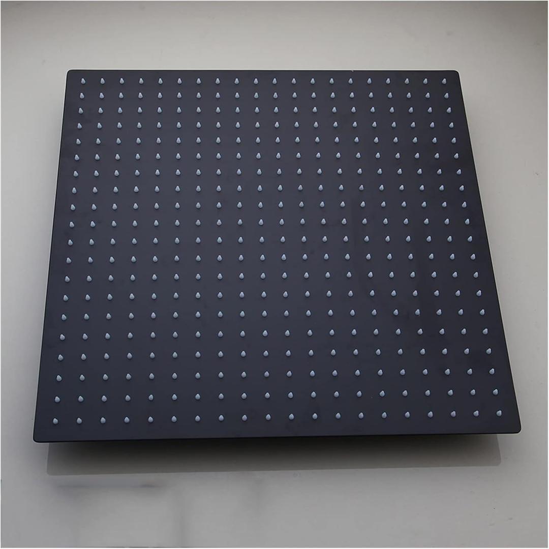 Shower Shelves Bathroom Square Shower Head, Super Slim Rainfall Water Spray Shower, 8~20 Inch Matte Black Ultra Thin Rain Shower Head Bathing Accessories (Color : 20 inch no led)