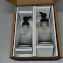 rejomiik Foaming Soap Dispenser Thick Glass Foam for Bathroom or Kitchen Sink, 12.7 oz Clear Pump Bottles for Hand soap, Body Wash, Black 2 Pack