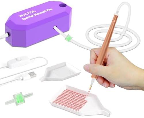 WJCJTJL Diamond Art Painting Pen Kit for Adults, Epainter Vacuum Diamond Art Painting Pen with Storage Tray, Accessories Tool for Setting AB Stones Without Wax, Quiet and Long-Lasting(Purple)