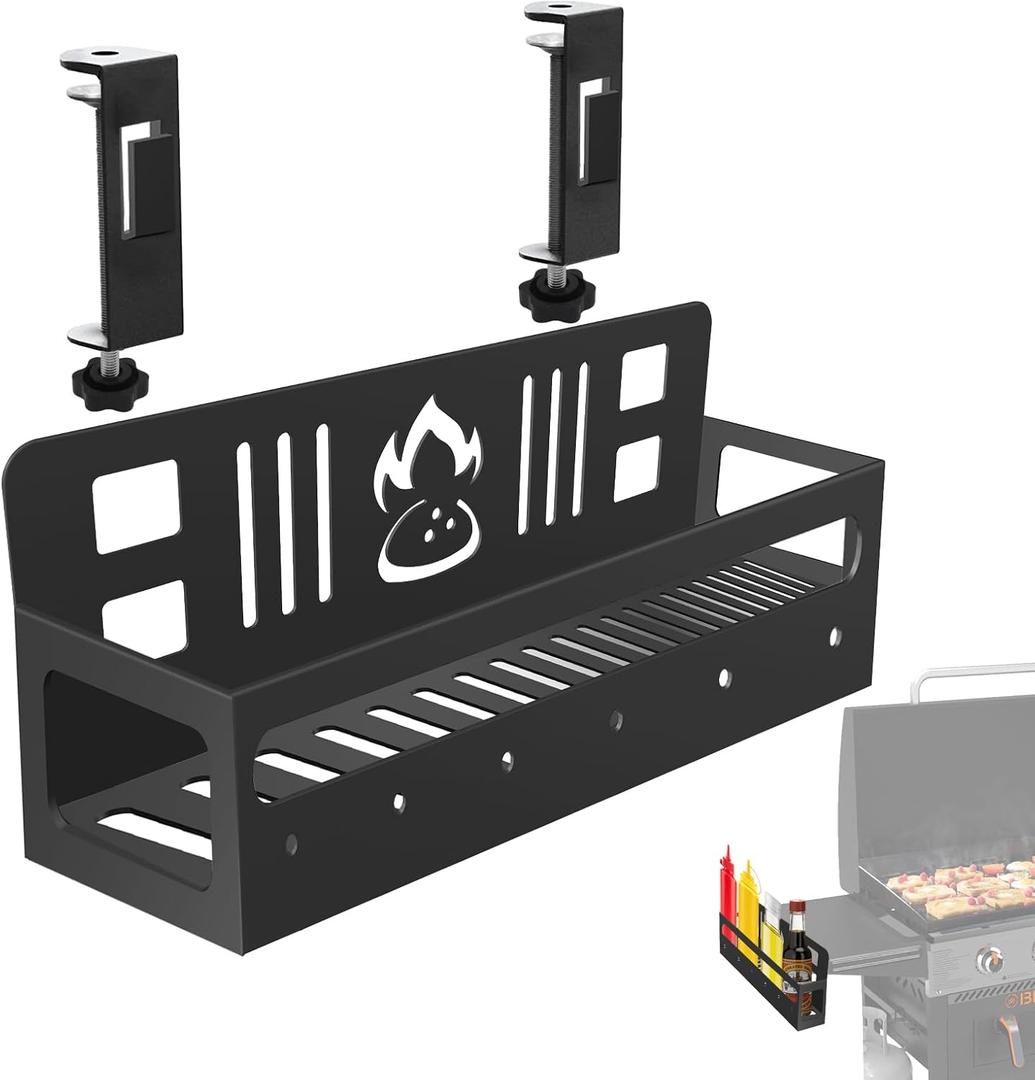Black Griddle Caddy BBQ Caddy Designed for Blackstone Griddle Space-saving Grill Accessories Tool Free Holder Griddle Accessories for Outdoor Grill Metal