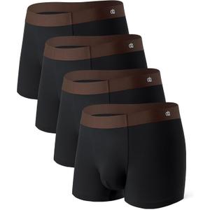 DAVID ARCHY Mens Underwear Moisture Wicking Breathable Bamboo Rayon Seamless Underwear with Support Pouch 4 Pack (Small, Black With 3.5'' Short Leg No Fly)