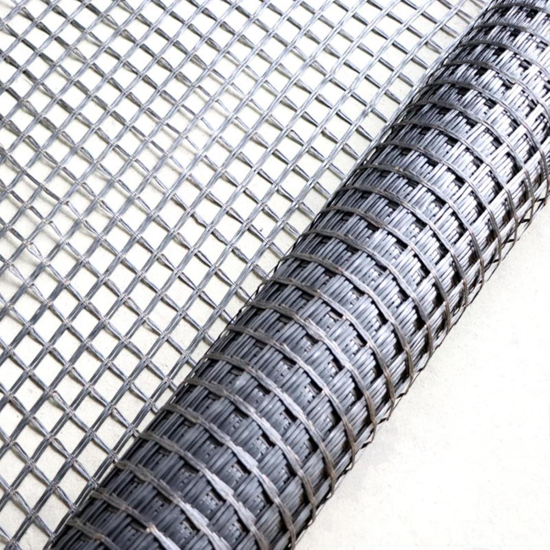 Universal Retaining Wall Geogrid Roll 4' x 98' for walls up to 6 feet in height Fiberglass Geo Grid Tensile Force Value 50KN Soil Reinforcement Slope Reinforcement Pavement Repair and Crack Prevention