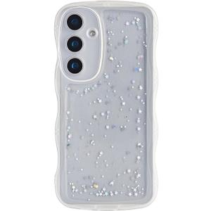Glitter Case for Galaxy A05 4G, Cute Wave Frame Curly Shape Sparkly Shiny Cover, Samsung Galaxy A05 Bling Cover Stylish Durable Protective Case for Girls Women, Clear