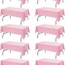 10-Pack Pink Tablecloths for Rectangle Tables, 60 x 102 Inches, Stain-Resistant Polyester Fabric for 6 Foot Tables - Washable Table Covers for Weddings, Banquets, Birthday Parties, Events