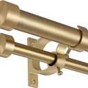 Double Blackout Curtain Rods 72 to 144 Inches (6-12 Feet),1-Inches Front and 5/8 Inches Back Adjustable End Cap Double Window Drapery Rod for Drapes and Curtains,Warm Gold