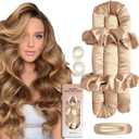 Jumbo Heatless Hair Curler Set-Satin Heatless Curls Overnight, Jumbo Curling Rod Headband, No Heat Curlers To Sleep in (Apricot)