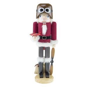 Clever Creations Pilot 15 Inch Traditional Wooden Nutcracker, Festive Christmas Décor for Shelves and Tables