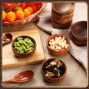 Skylety 10 Pcs Acacia Wooden Bowls Small Calabash Bowls Round Wood Salad Hand Carved Calabash Dip Tray for Serving Popcorn Pasta Coconut Nuts Sauce Appetizers Home Kitchen (3 Inch)