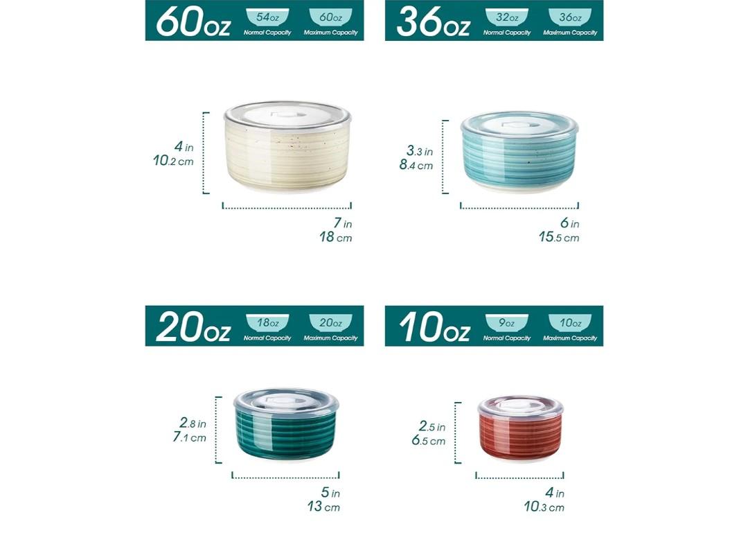 vancasso Bonbon Pasta Bowls Set of 4 Bundles Ceramic Serving Bowls With Lids Set of 4