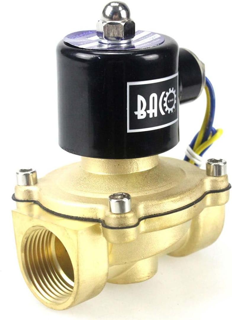 BACOENG 1" DC12V Electric Solenoid Valve (NPT, Brass, Normally Closed)