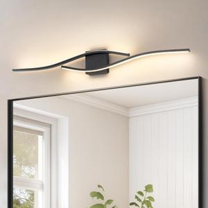 Joossnwell Bathroom Light Fixture Over Mirror 39.37 Inch Vanity Lights Bar for Bathroom Dimmable 5CCT Modern Vanity Light Black Led Bath Light Wall Lamp, Black 