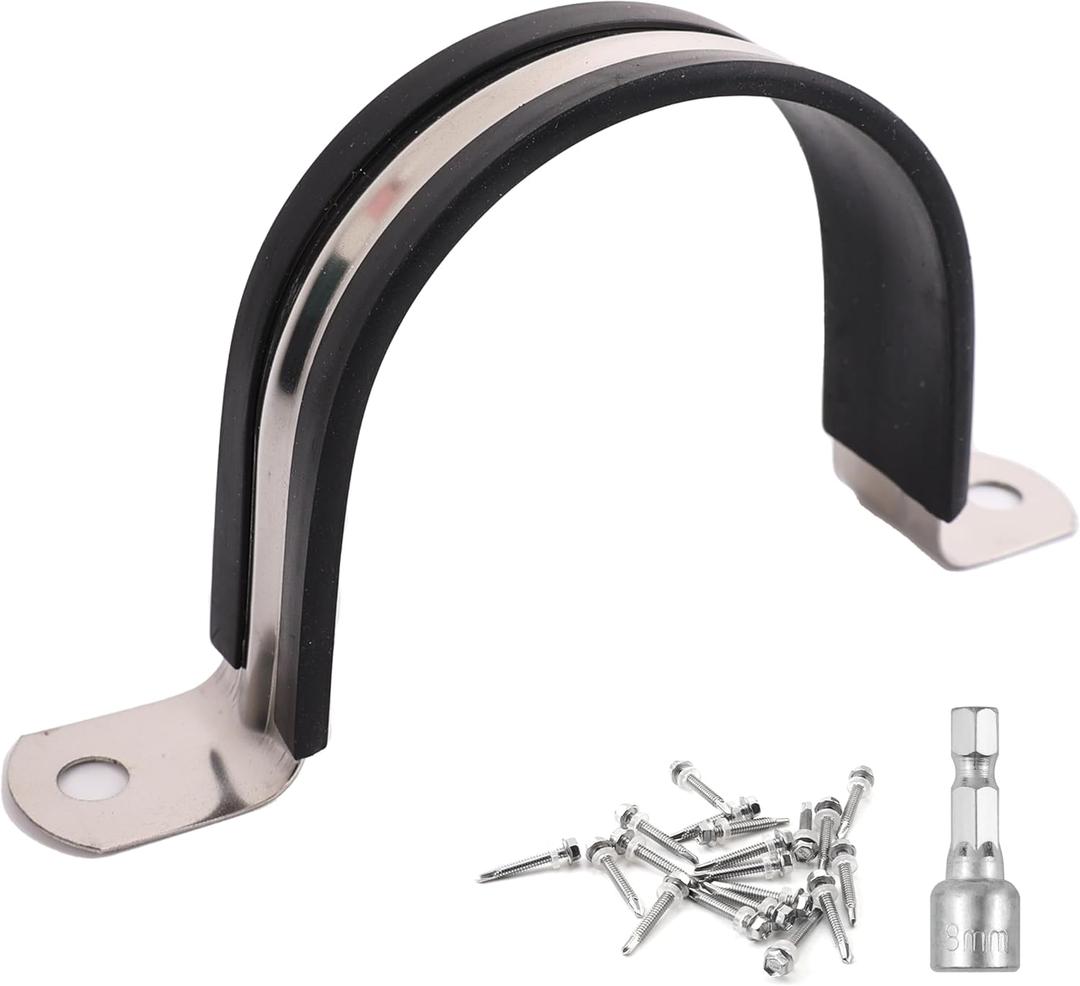 304 Stainless & Rubber Cushioned Heavy Duty Conduit clips,Pipe Clamps (4 Pack - 3.5 in (100 MM))