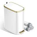 KUK Small Bathroom Garbage Can with Lid Soft Close, Step Pedal, 2.6 Gal Stainless Steel Garbage Can with Removable Inner Basket, Anti-Fingerprint Wastebasket for Office, Bedroom, Toilet (White)