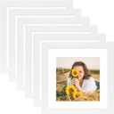 12x12 Picture Frame Rustic White Wood Set of 6,Display Pictures 8x8 with Mat or 12x12 Without Mat,Multi Photo Frames Collage for Wall or Tabletop Display