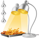 Food Heat Lamp, Heating Lamp with Flexible Arm, 250W Bulb x 3-5000 Hours Rated, Commercial Food Warmers for Buffet, Parties, Fast Food, (Sliver)