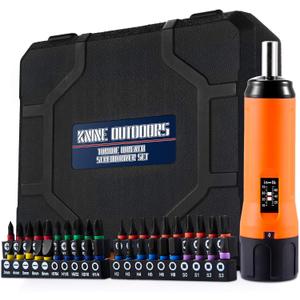 KNINE OUTDOORS Torque Screwdriver Wrench Driver Set 10-70 Inch Pounds lbs for Maintenance with T-bar Handle, 40 Hex Bits, 1/4" Socket, Shaft Extension, For Tools, Bike Repairing and Mounting (Orange)
